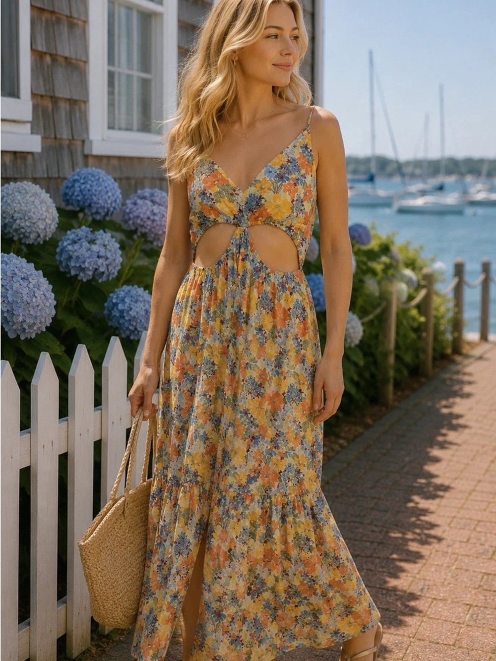 ABERCROMBIE & FITCH FLORAL CUT OUT MAXI DRESS XXL